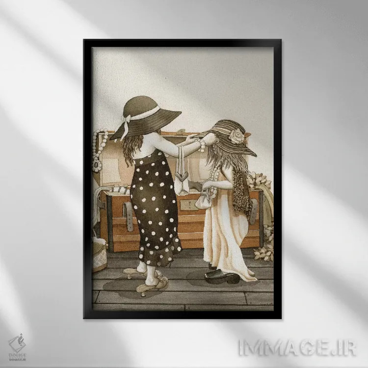تابلو دکوراتیو لباس پوشیدن اثر تریسی لیزوت - نمای قابدار مشکی