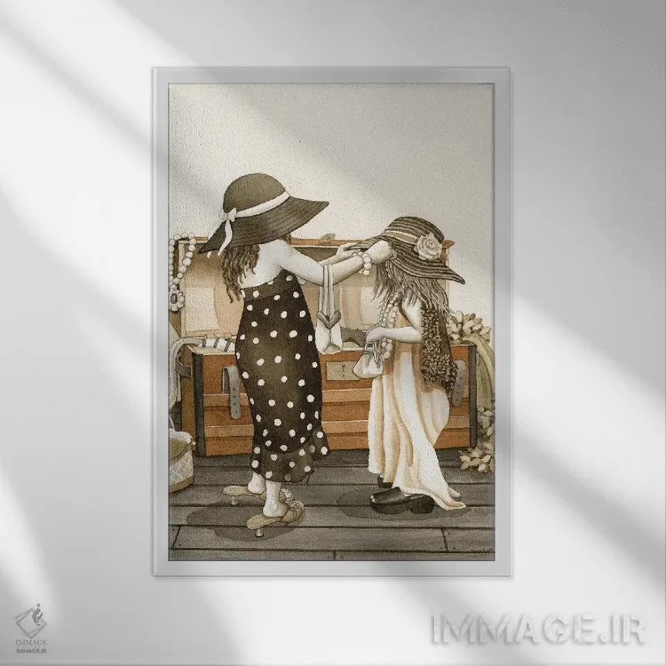 تابلو دکوراتیو لباس پوشیدن اثر تریسی لیزوت - نمای قابدار سفید