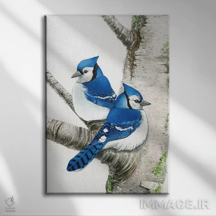 تابلو دکوراتیو جی یان آبی درخت غان اثر تریسی لیزوت - نمای روبهرو روی دیوار
