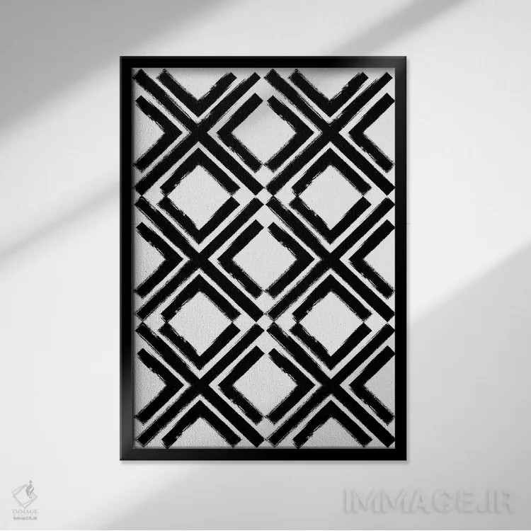 تابلو مینیمال طرح صلیب مشکی اثر فروشگاه طراحی میسی - نمای قابدار مشکی