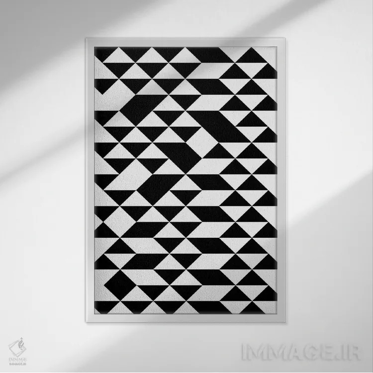 تابلو مینیمال الگوی مثلثی اثر فروشگاه طراحی میسی - نمای قابدار سفید