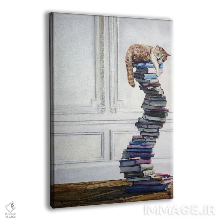 تابلو دکوراتیو تنبل کتابخوان ۱ اثر تیموتی آدام متیوز - نمای پرسپکتیو محصول