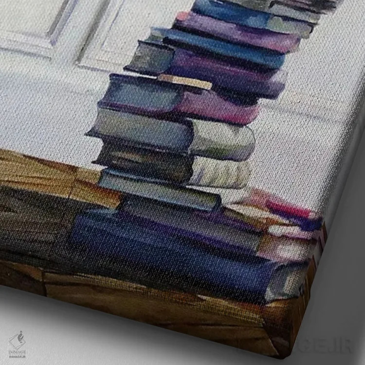 تابلو دکوراتیو تنبل کتابخوان ۱ اثر تیموتی آدام متیوز - نمای نزدیک بافت بوم