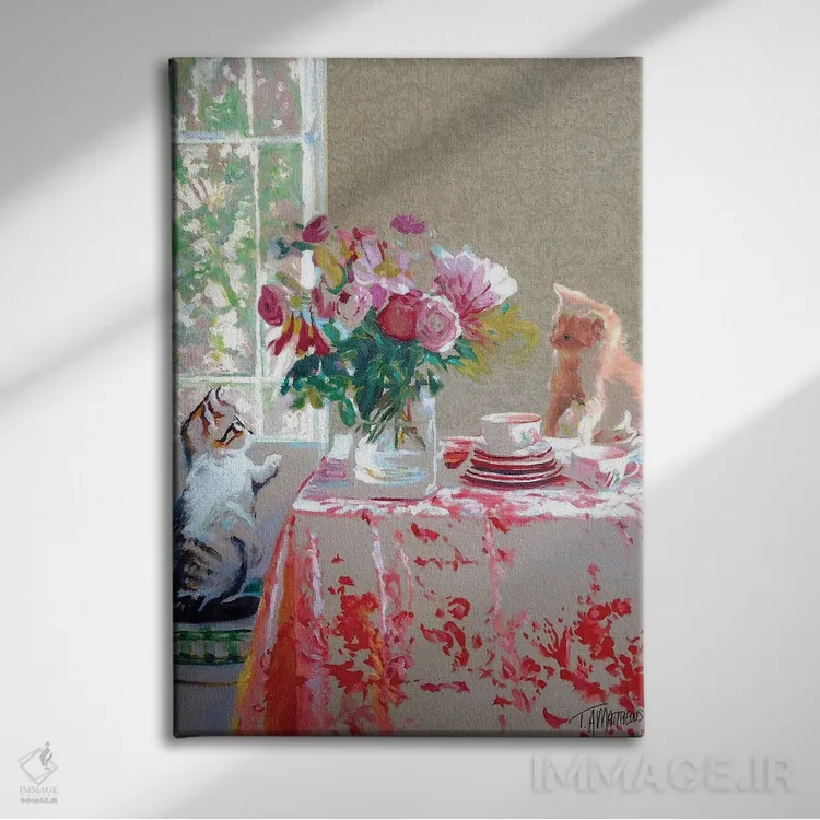 تابلو دکوراتیو چای دونفره اثر تیموتی آدام متیوز - نمای روبهرو روی دیوار