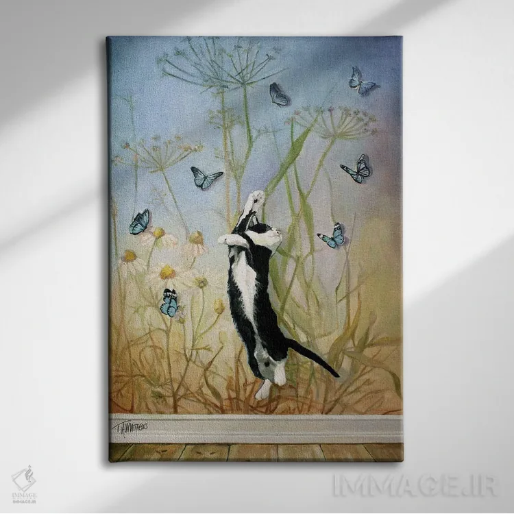 تابلو دکوراتیو گربه پروانه ای ۲ اثر تیموتی آدام متیوز - نمای روبهرو روی دیوار