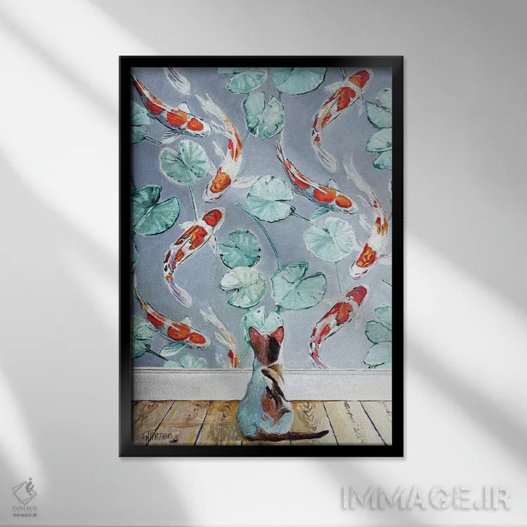 تابلو دکوراتیو احساس گربه ای ۳ اثر تیموتی آدام متیوز - نمای قابدار مشکی