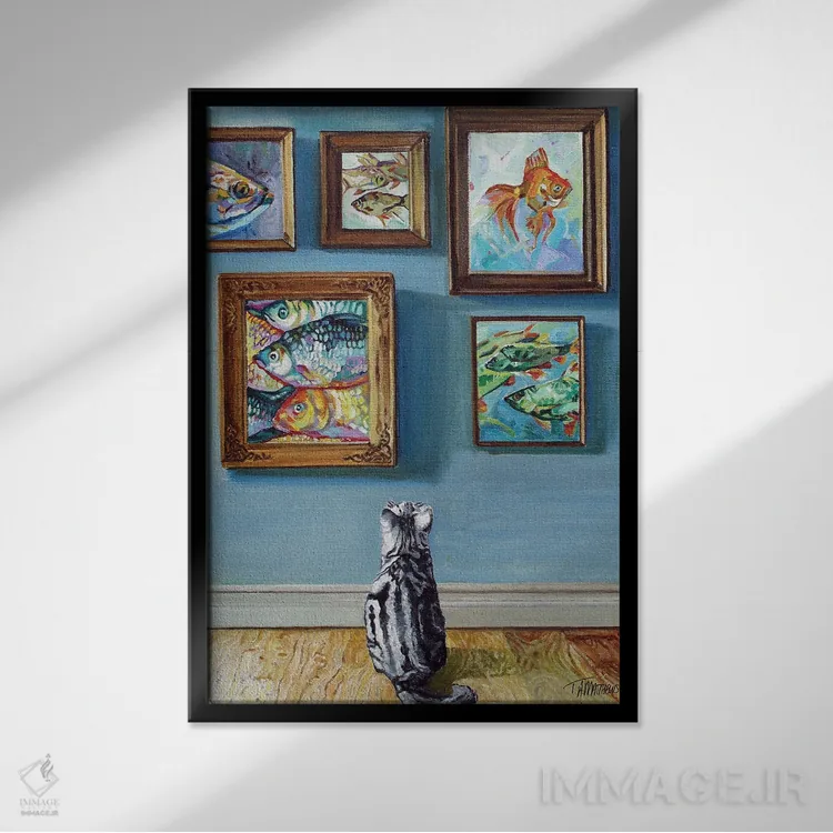 تابلو دکوراتیو هنر ماهیگیری ۲ اثر تیموتی آدام متیوز - نمای قابدار مشکی