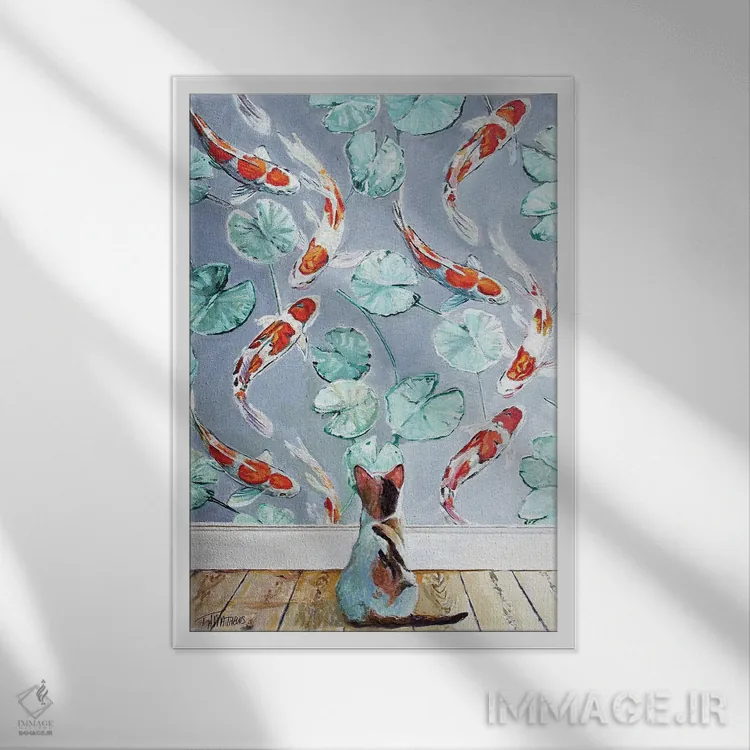 تابلو دکوراتیو احساس گربه ای ۳ اثر تیموتی آدام متیوز - نمای قابدار سفید