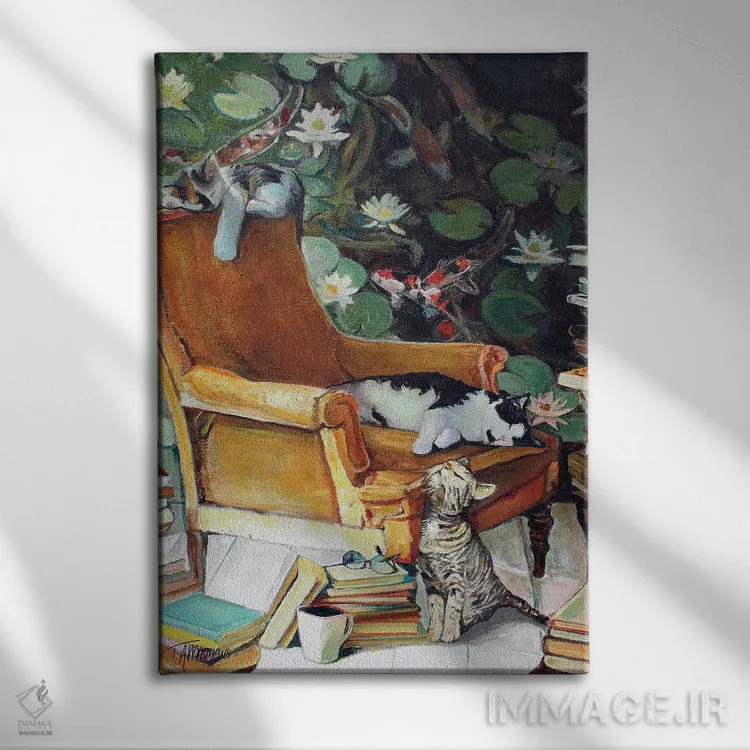 تابلو دکوراتیو تنبل کتابخوان ۵ اثر تیموتی آدام متیوز - نمای روبهرو روی دیوار