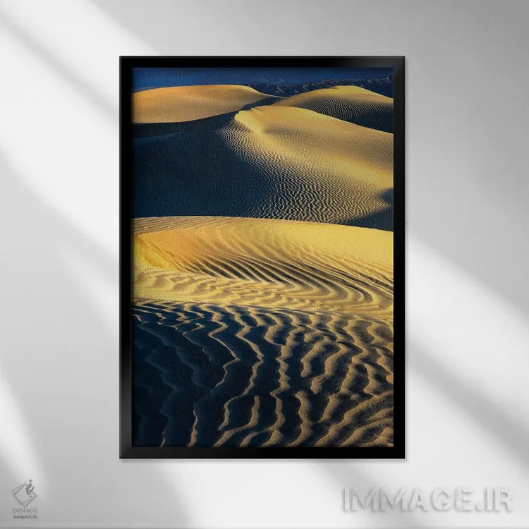 تابلو دکوراتیو تپه های شنی مسکیت، دره مرگ، کالیفرنیا اثر تام نورینگ - نمای قابدار مشکی