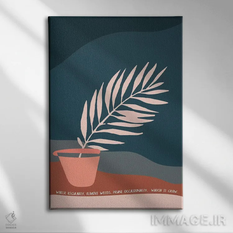 تابلو مینیمال به طور منظم آبیاری کن اثر استیت بومی - نمای روبهرو روی دیوار