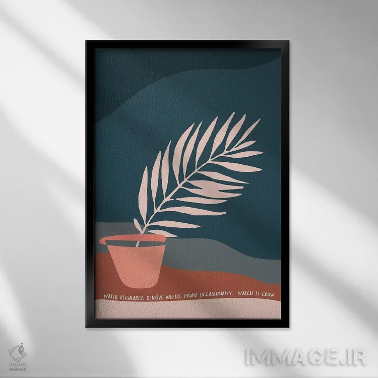 تابلو مینیمال به طور منظم آبیاری کن اثر استیت بومی - نمای قابدار مشکی