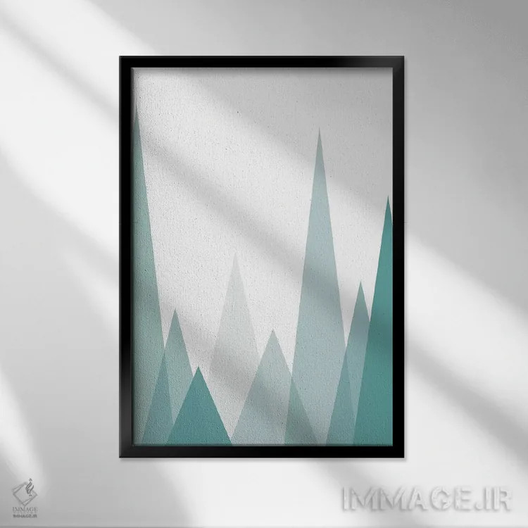 تابلو مینیمال جنگل فیروزه ای اثر استیت بومی - نمای قابدار مشکی