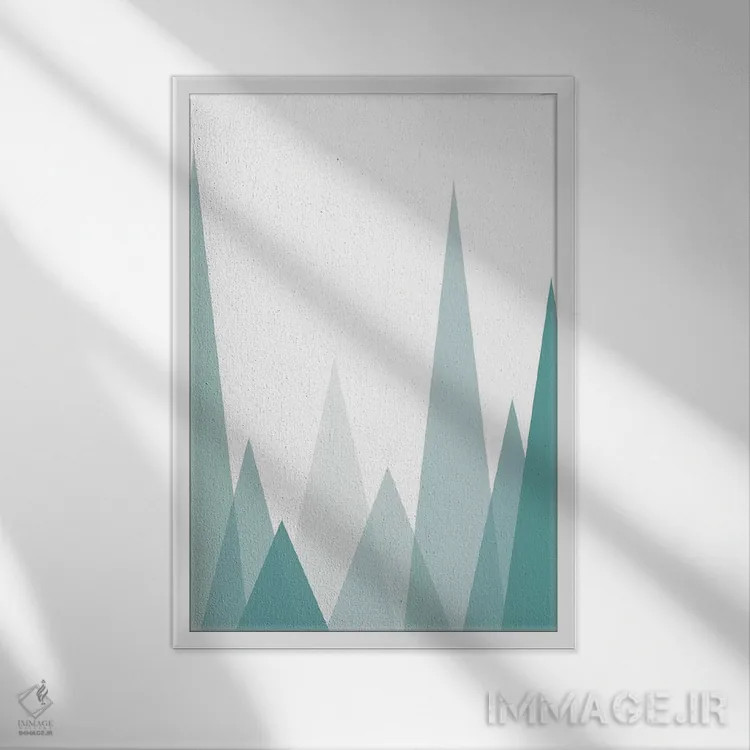 تابلو مینیمال جنگل فیروزه ای اثر استیت بومی - نمای قابدار سفید