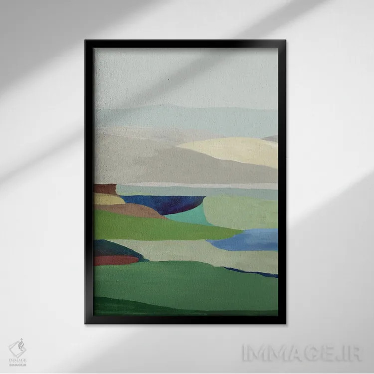 تابلو انتزاعی سرزمین آزاد II اثر تام ریوز - نمای قابدار مشکی
