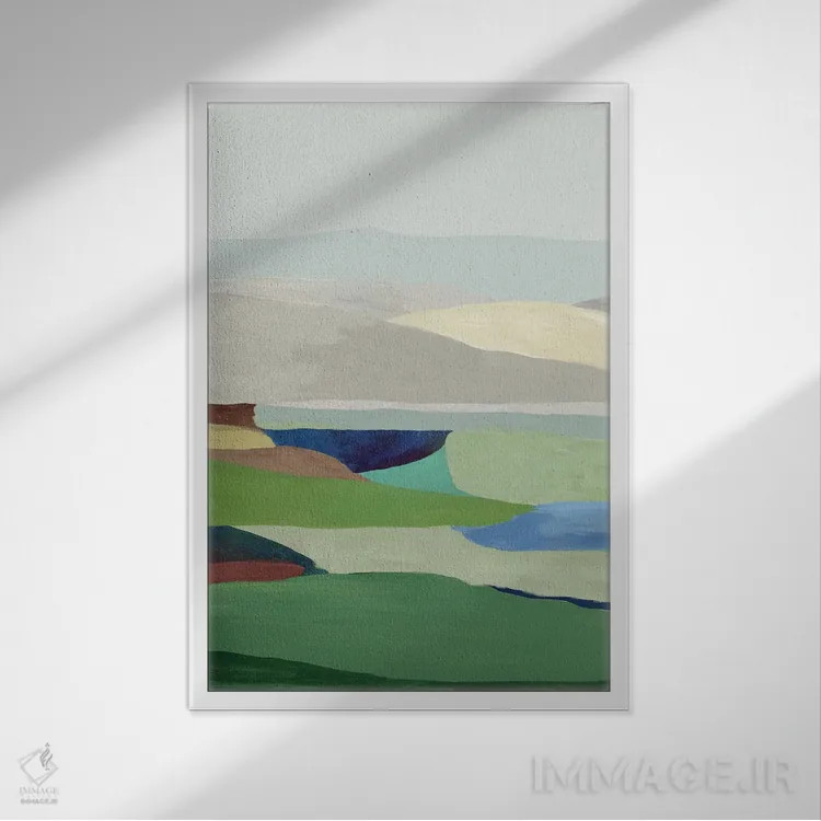 تابلو انتزاعی سرزمین آزاد II اثر تام ریوز - نمای قابدار سفید