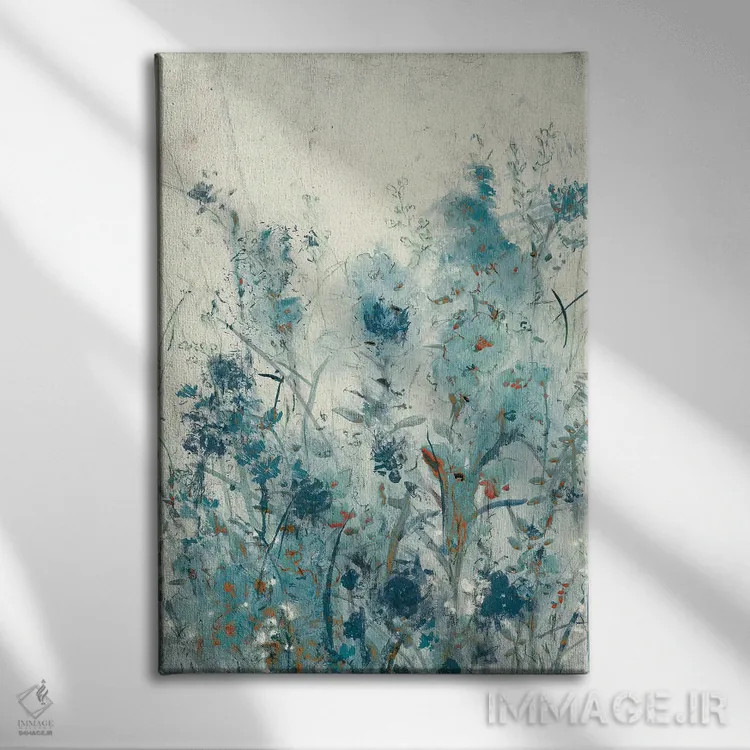 تابلو انتزاعی جویبار آبی ۲ اثر تیم اوتول - نمای روبهرو روی دیوار