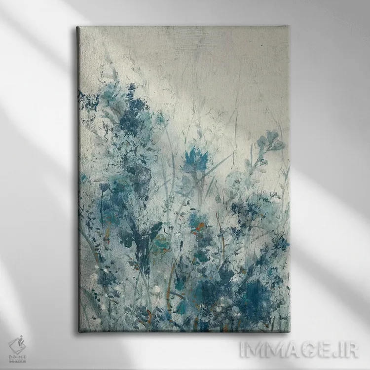 تابلو انتزاعی جویبار آبی ۱ اثر تیم اوتول - نمای روبهرو روی دیوار