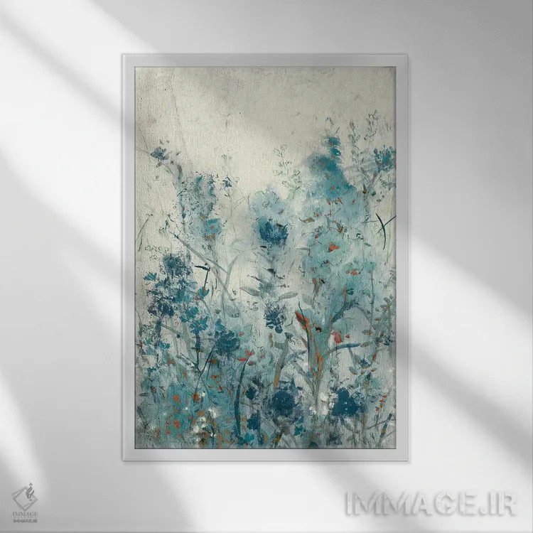 تابلو انتزاعی جویبار آبی ۲ اثر تیم اوتول - نمای قابدار سفید