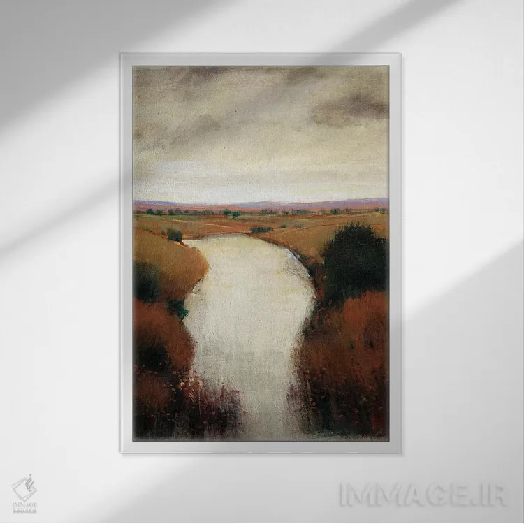 تابلو دکوراتیو رودخانه مه آلود I اثر تیم اوتول - نمای قابدار سفید
