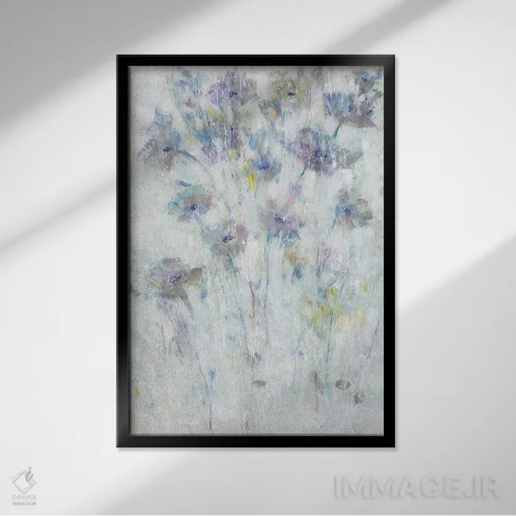 تابلو انتزاعی فرسکوی گل اسطوخودوس II اثر تیم اوتول - نمای قابدار مشکی