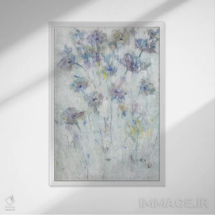 تابلو انتزاعی فرسکوی گل اسطوخودوس II اثر تیم اوتول - نمای قابدار سفید