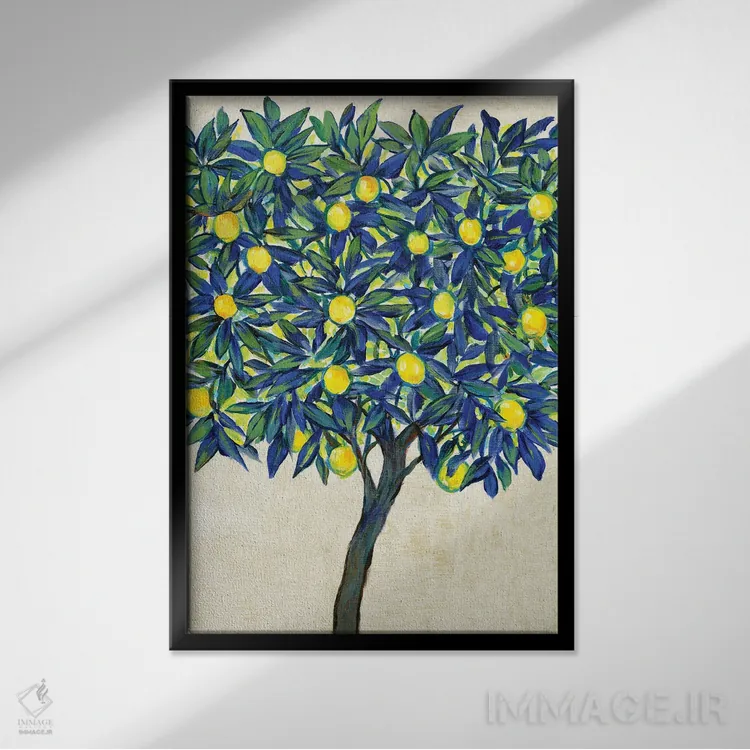 تابلو دکوراتیو ترکیب درخت لیمو II اثر تیم اوتول - نمای قابدار مشکی