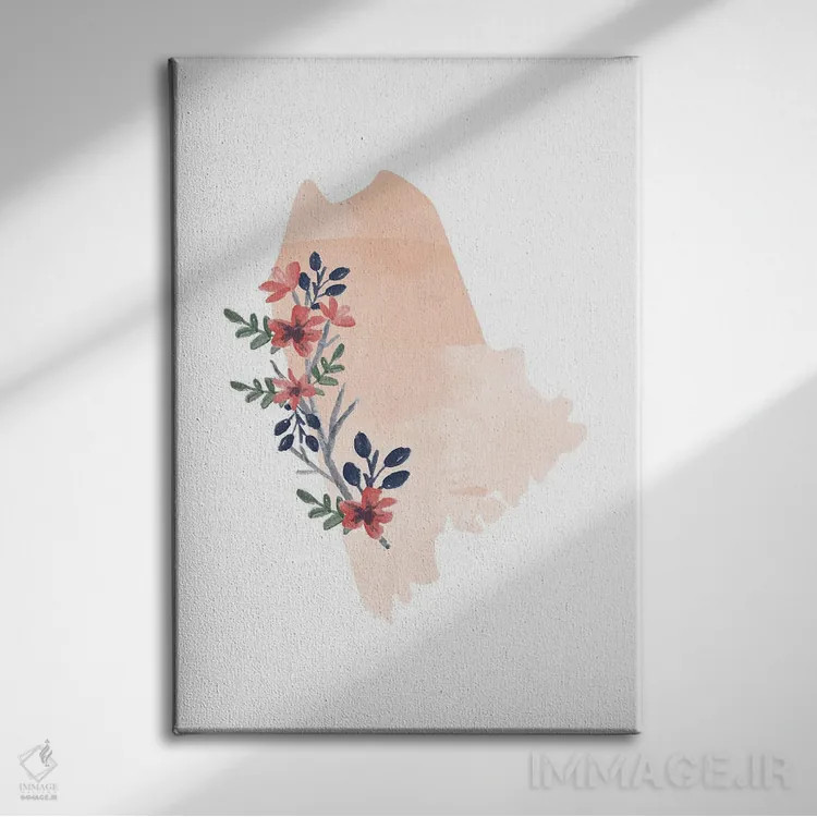 تابلو دکوراتیو طرح گل آبرنگی ایالت مین اثر تایپولوژی پیپر کو - نمای روبهرو روی دیوار