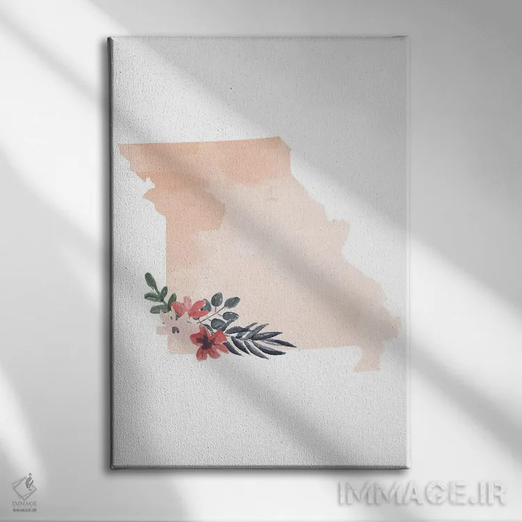 تابلو دکوراتیو طرح گل آبرنگی ایالت میزوری اثر تایپولوژی پیپر کو - نمای روبهرو روی دیوار