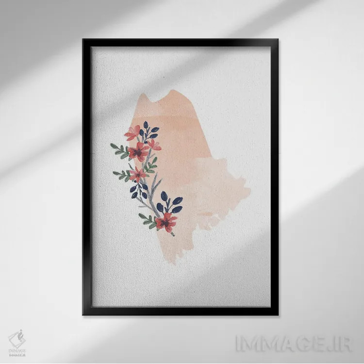 تابلو دکوراتیو طرح گل آبرنگی ایالت مین اثر تایپولوژی پیپر کو - نمای قابدار مشکی