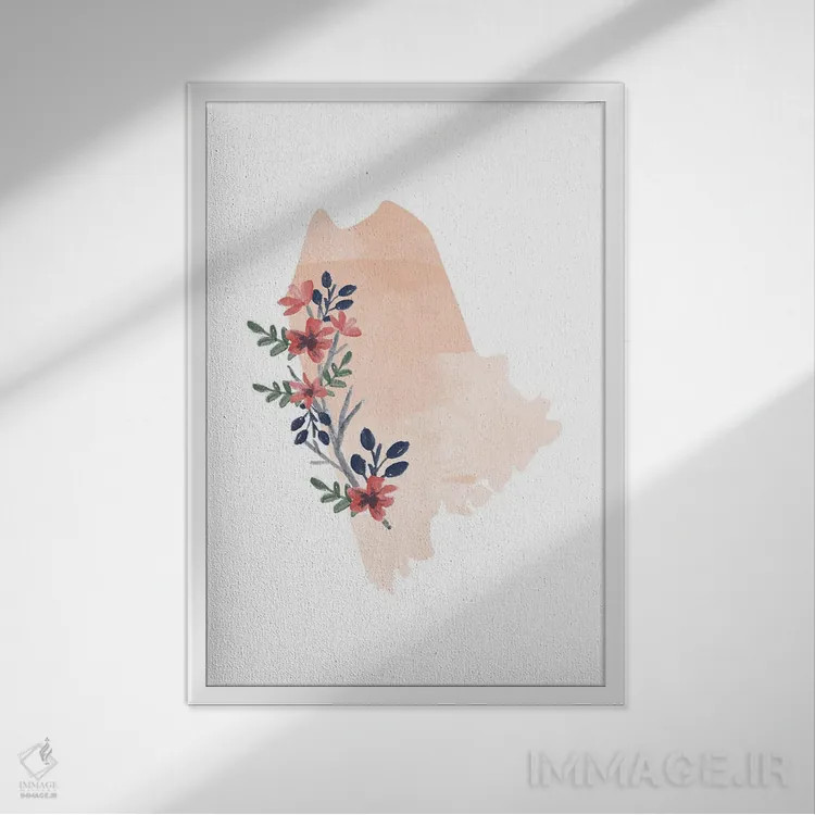 تابلو دکوراتیو طرح گل آبرنگی ایالت مین اثر تایپولوژی پیپر کو - نمای قابدار سفید