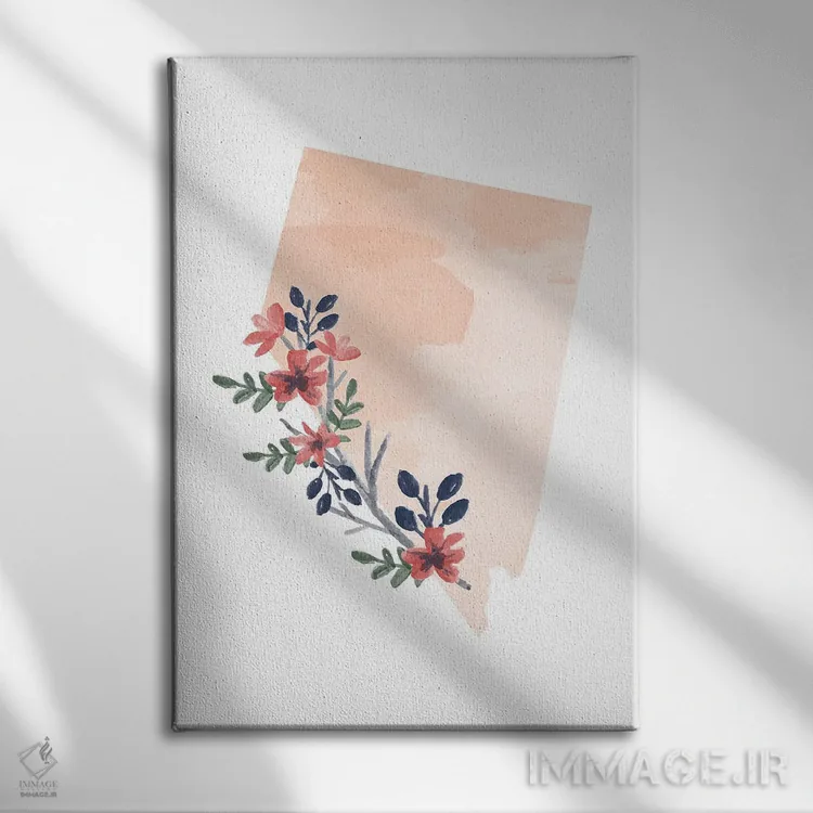تابلو دکوراتیو طرح گل آبرنگی ایالت نوادا اثر تایپولوژی پیپر کو - نمای روبهرو روی دیوار