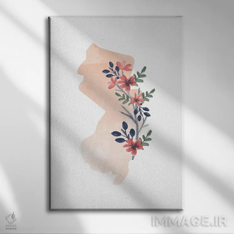 تابلو دکوراتیو طرح گل آبرنگی ایالت نیوجرسی اثر تایپولوژی پیپر کو - نمای روبهرو روی دیوار