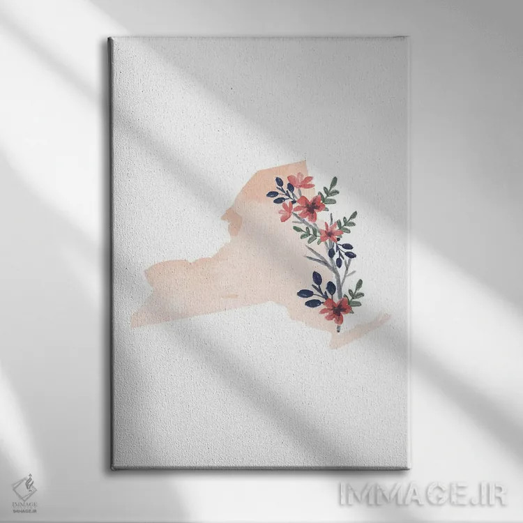 تابلو دکوراتیو طرح گل آبرنگی ایالت نیویورک اثر تایپولوژی پیپر کو - نمای روبهرو روی دیوار