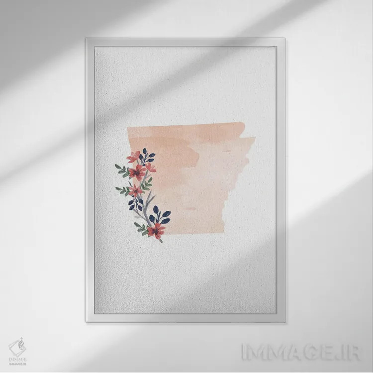 تابلو دکوراتیو طرح گل آبرنگی ایالت آرکانزاس اثر تایپولوژی پیپر کو - نمای قابدار سفید