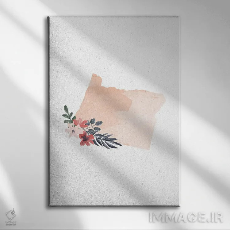 تابلو دکوراتیو طرح گل آبرنگی ایالت اورگن اثر تایپولوژی پیپر کو - نمای روبهرو روی دیوار