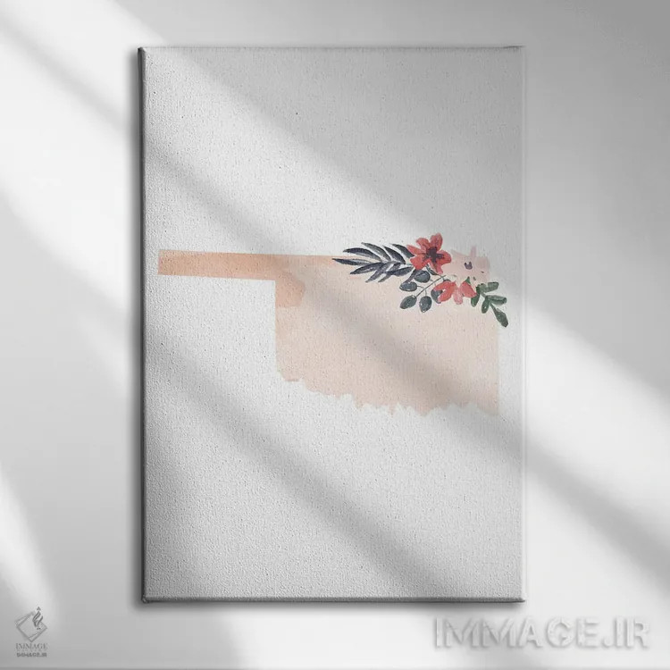 تابلو دکوراتیو طرح گل آبرنگی ایالت اکلاهما اثر تایپولوژی پیپر کو - نمای روبهرو روی دیوار