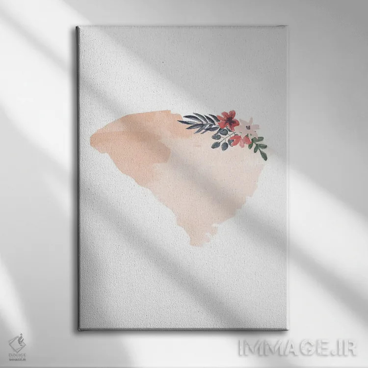 تابلو دکوراتیو طرح گل آبرنگی ایالت کارولینای جنوبی اثر تایپولوژی پیپر کو - نمای روبهرو روی دیوار