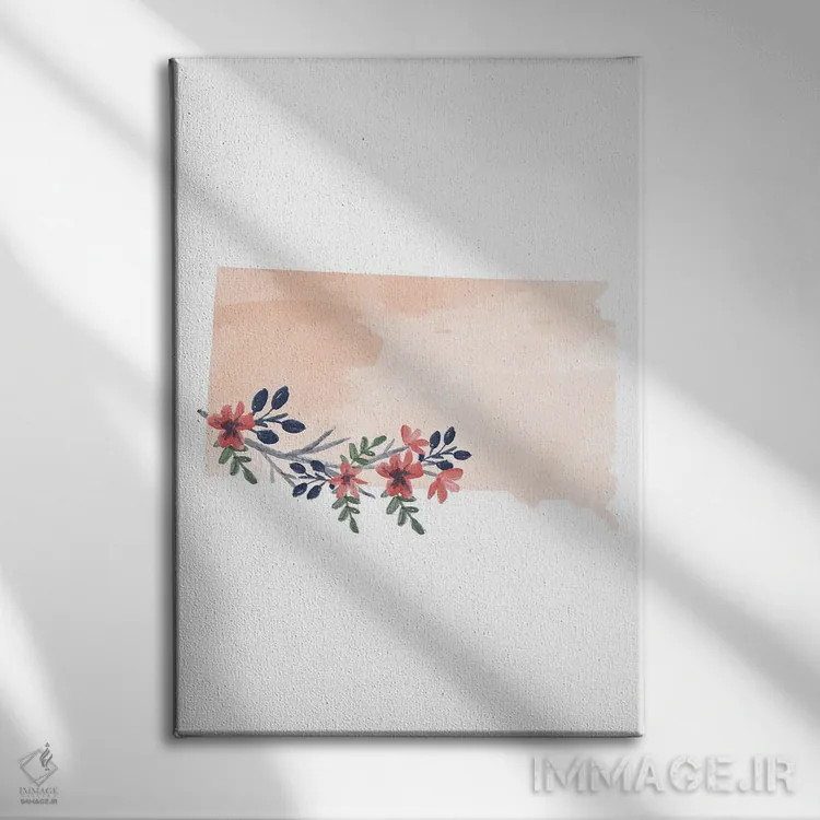 تابلو دکوراتیو طرح گل آبرنگی ایالت داکوتای جنوبی اثر تایپولوژی پیپر کو - نمای روبهرو روی دیوار