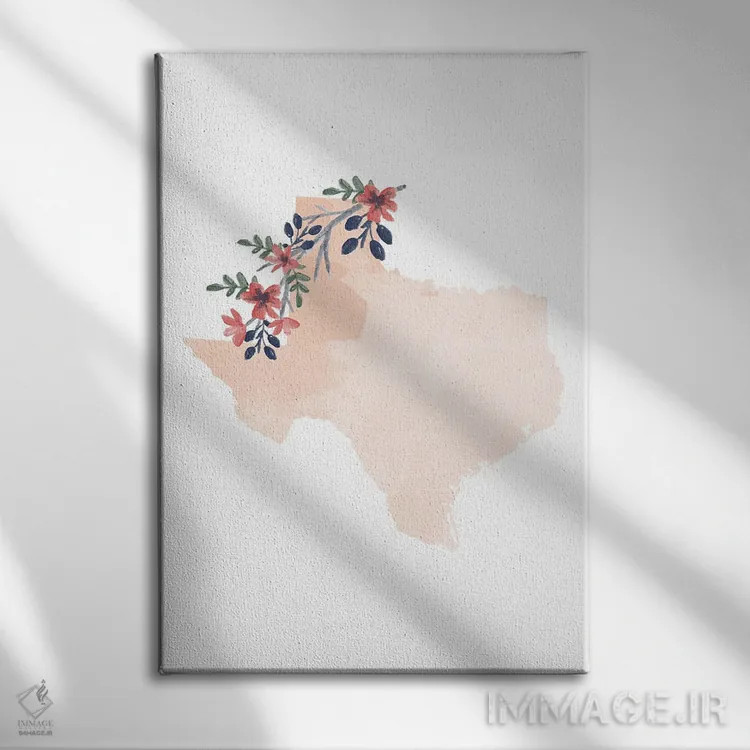 تابلو دکوراتیو طرح گل آبرنگی ایالت تگزاس اثر تایپولوژی پیپر کو - نمای روبهرو روی دیوار