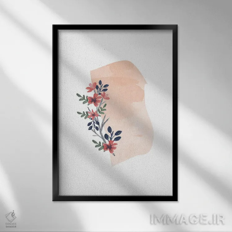 تابلو دکوراتیو طرح گل آبرنگی ایالت رود آیلند اثر تایپولوژی پیپر کو - نمای قابدار مشکی