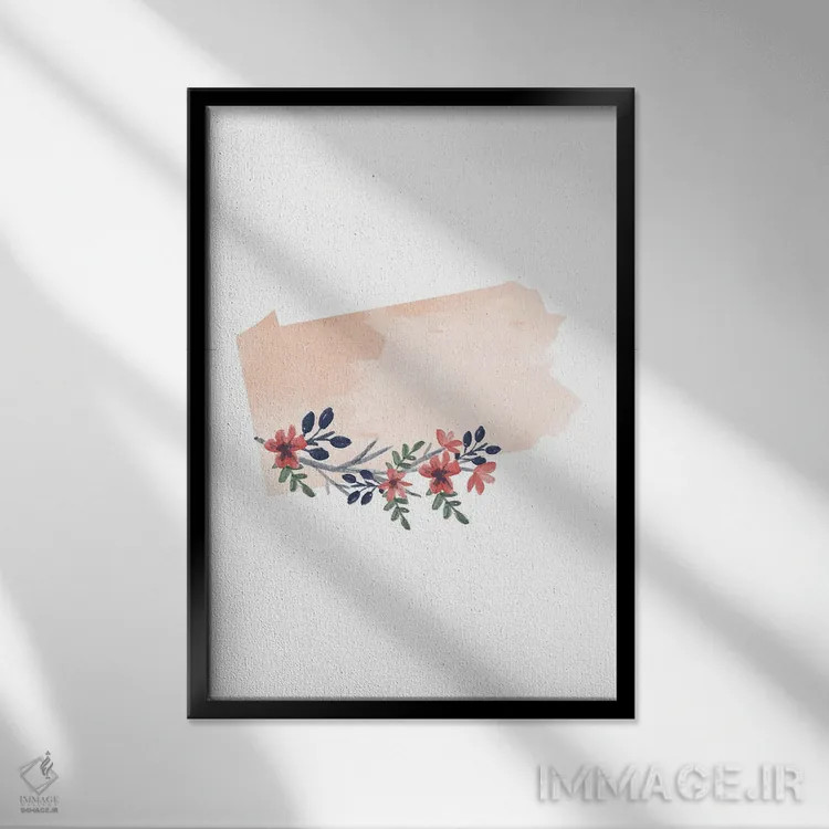 تابلو دکوراتیو طرح گل آبرنگی ایالت پنسیلوانیا اثر تایپولوژی پیپر کو - نمای قابدار مشکی