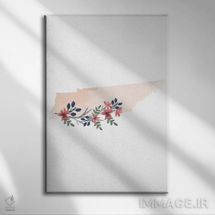 تابلو دکوراتیو طرح گل آبرنگی ایالت تنسی اثر تایپولوژی پیپر کو - نمای روبهرو روی دیوار