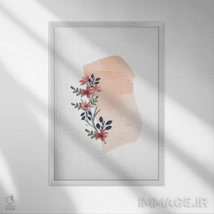 تابلو دکوراتیو طرح گل آبرنگی ایالت رود آیلند اثر تایپولوژی پیپر کو - نمای قابدار سفید