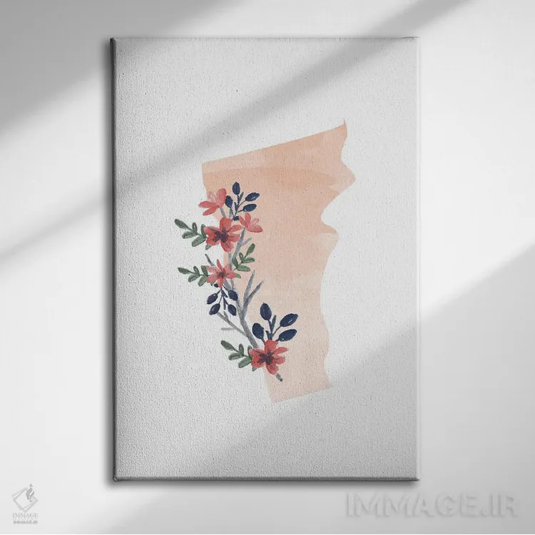 تابلو دکوراتیو طرح گل آبرنگی ایالت ورمانت اثر تایپولوژی پیپر کو - نمای روبهرو روی دیوار
