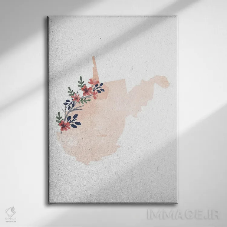 تابلو دکوراتیو وست ویرجینیا با طرح آبرنگ گلدار اثر تایپولوژی پیپر کو - نمای روبهرو روی دیوار