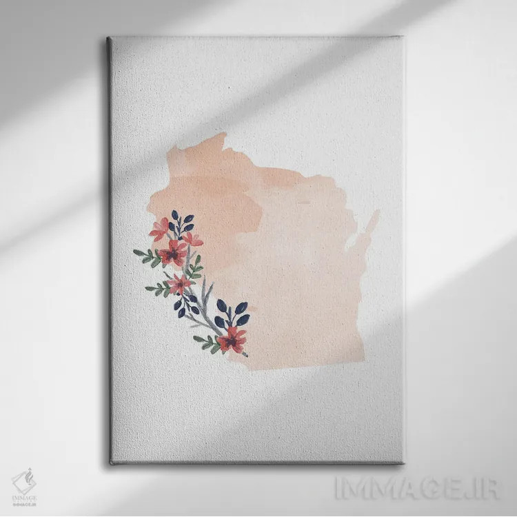 تابلو دکوراتیو ویسکانسین با طرح آبرنگ گلدار اثر تایپولوژی پیپر کو - نمای روبهرو روی دیوار