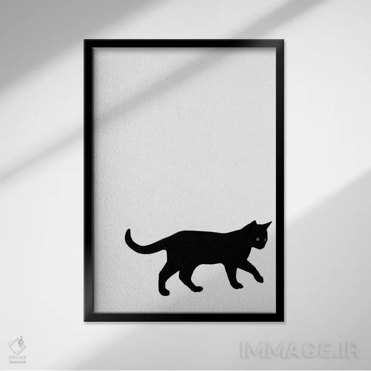 تابلو دکوراتیو عشق ورز به گربه اثر تایپولوژی پیپر کو - نمای قابدار مشکی
