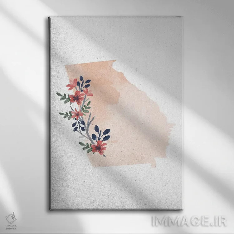 تابلو دکوراتیو جورجیا با طرح آبرنگ گلدار اثر تایپولوژی پیپر کو - نمای روبهرو روی دیوار