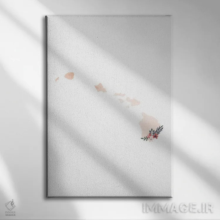 تابلو دکوراتیو هاوایی با طرح آبرنگ گلدار اثر تایپولوژی پیپر کو - نمای روبهرو روی دیوار